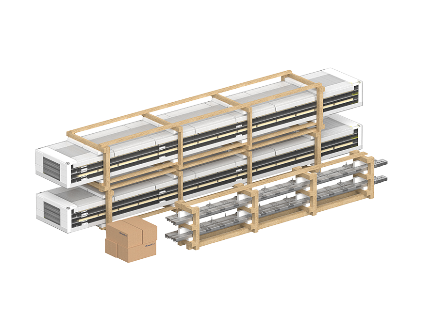 Eshik to'qimasi o'rtada bir-biriga diraklar bilan bog'langan kompakt panel to'plamiga o'raladi. To'plamning perimetri bo'ylab poliuretan burchaklari o'rnatiladi. So'ngra to'plam havo pufakchali plyonka bilan o'raladi. To'qima va yo'naltiruvchi qurilmalar yog'och ramka bilan o'raladi.
